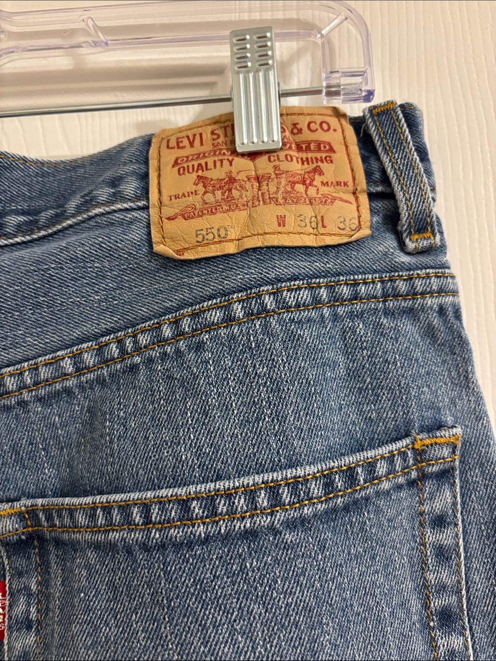 Levi's Light Blue Denim Jeans with Tan Leather Patch - Picture 5 of 6